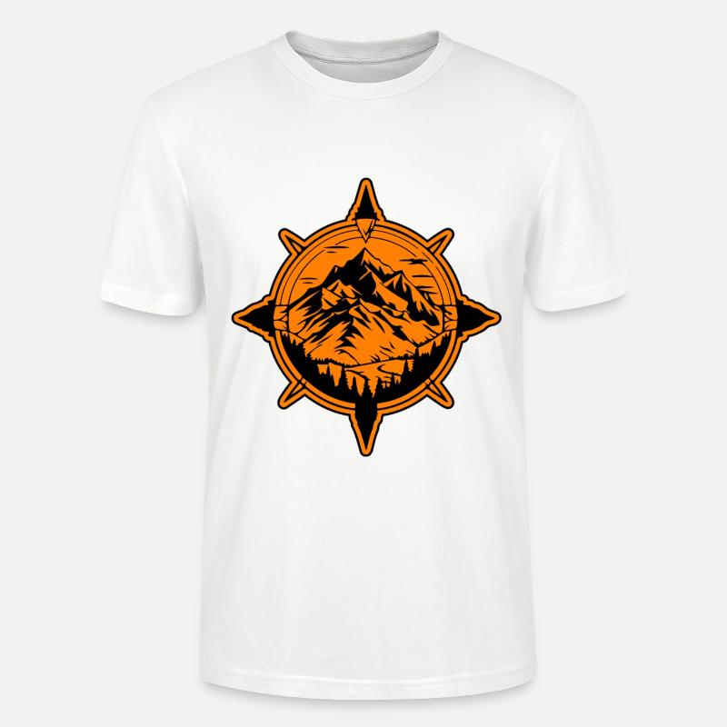 Symbole de voyage Compass Mountains - T-shirt bio CRAFTER Stanley Stella Unisexe - blanc