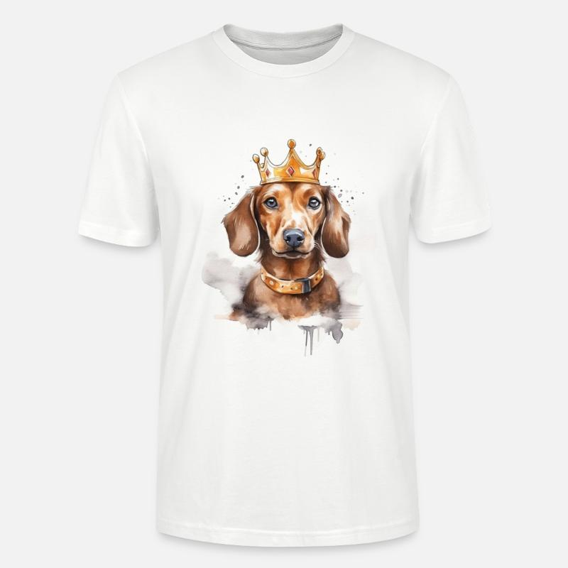 Dackel mit Krone - Stanley/Stella Unisex Bio-T-Shirt CRAFTER - Weiß