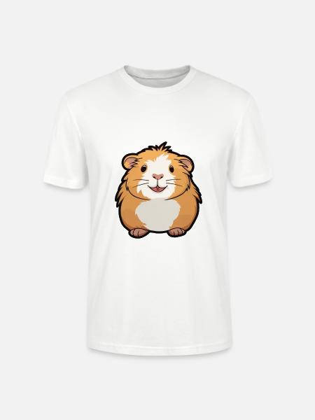 Marsvin Tecknad Kawaii Akvarell Illustration - Ekologisk T-shirt CRAFTER unisex från Stanley/Stella - vit