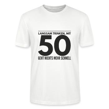 50. Geburtstag - Stanley/Stella Unisex Bio-T-Shirt CRAFTER - Weiß - Vorne - Alina (178cm) & Michal (187cm)