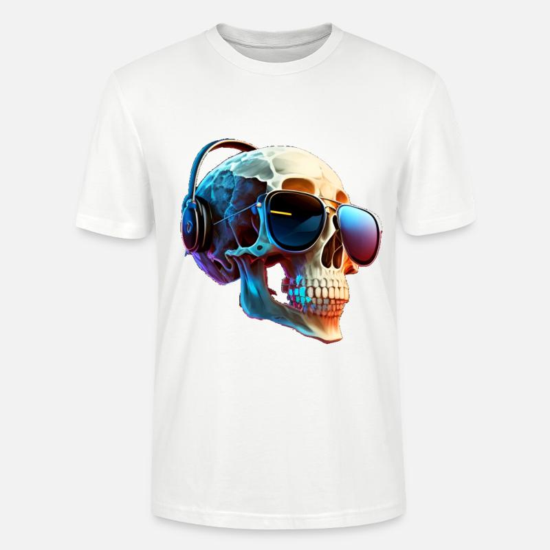 Schädel mit Kopfhörer - Stanley/Stella Unisex Bio-T-Shirt CRAFTER - Weiß