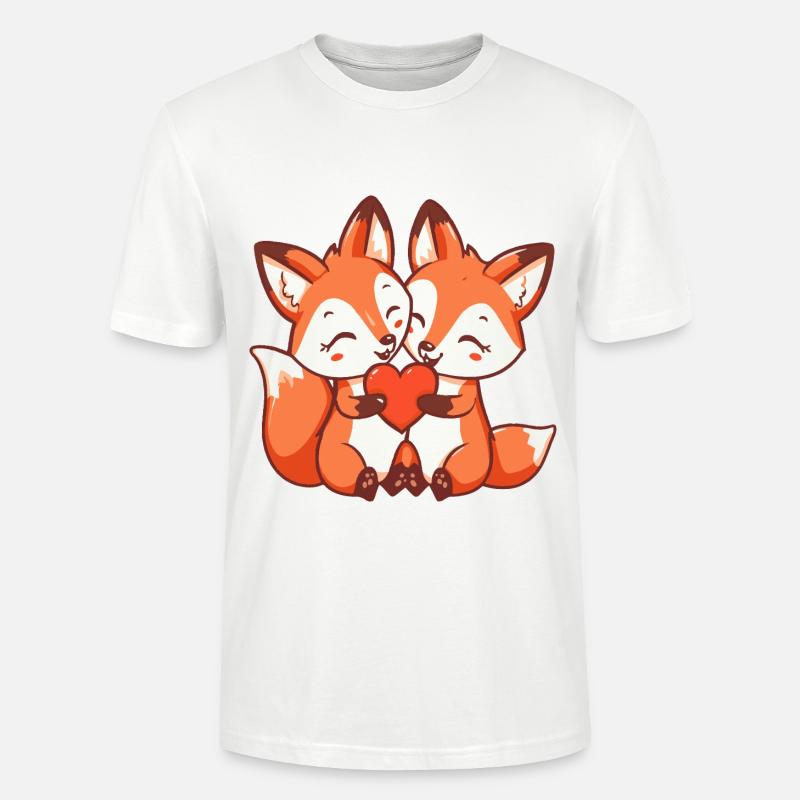 Fox Comic Couple Amour - T-shirt bio CRAFTER Stanley Stella Unisexe - blanc