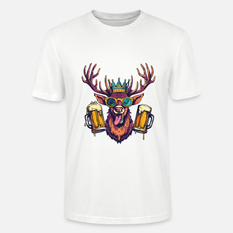 Hirsch Bier Lustig - Stanley/Stella Unisex Bio-T-Shirt CRAFTER - Weiß