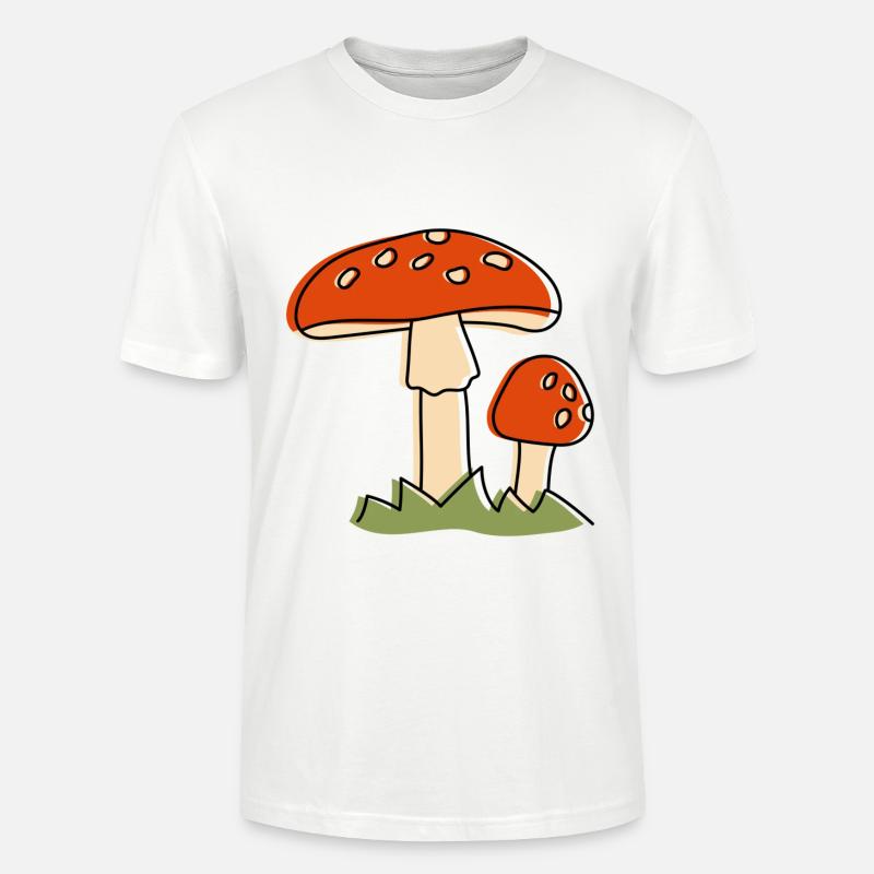 Mouche champignons agaric Champignon - T-shirt bio CRAFTER Stanley Stella Unisexe - blanc