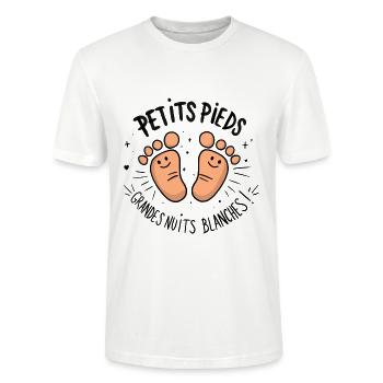 Petits pieds, grandes nuits blanches - T-shirt bio CRAFTER Stanley Stella Unisexe - blanc - Devant - Alina (178cm) & Michal (187cm)