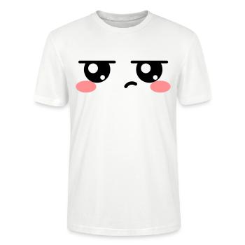 Yeux énervés Kawaii Mignon - T-shirt bio CRAFTER Stanley Stella Unisexe - blanc - Devant - Alina (178cm) & Michal (187cm)