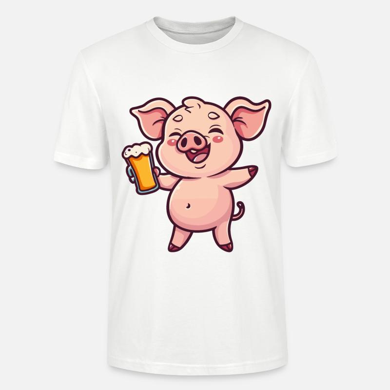 Schwein Bier Comic Party - Stanley/Stella Unisex Bio-T-Shirt CRAFTER - Weiß