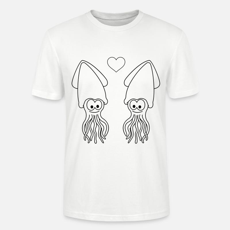 Squid Comic Couple Amour - T-shirt bio CRAFTER Stanley Stella Unisexe - blanc