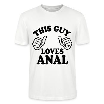 This guy loves anal - T-shirt bio CRAFTER Stanley Stella Unisexe - blanc - Devant - Alina (178cm) & Michal (187cm)