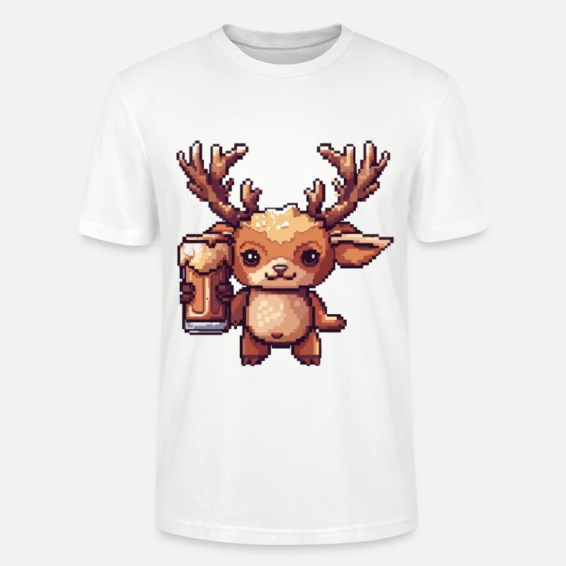 Hirsch Bier Pixel - Stanley/Stella Unisex Bio-T-Shirt CRAFTER - Weiß