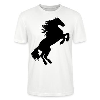 schwarzer Hengst - schwarzes Pferd Shirt & Hoodie - Stanley/Stella Unisex Bio-T-Shirt CRAFTER - Weiß - Vorne - Alina (178cm) & Michal (187cm)