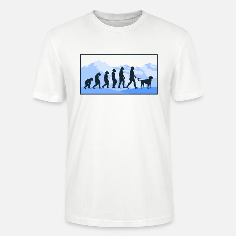 Kleiner Münsterländer Evolution Hunde Geschenk - Stanley/Stella Unisex Bio-T-Shirt CRAFTER - Weiß