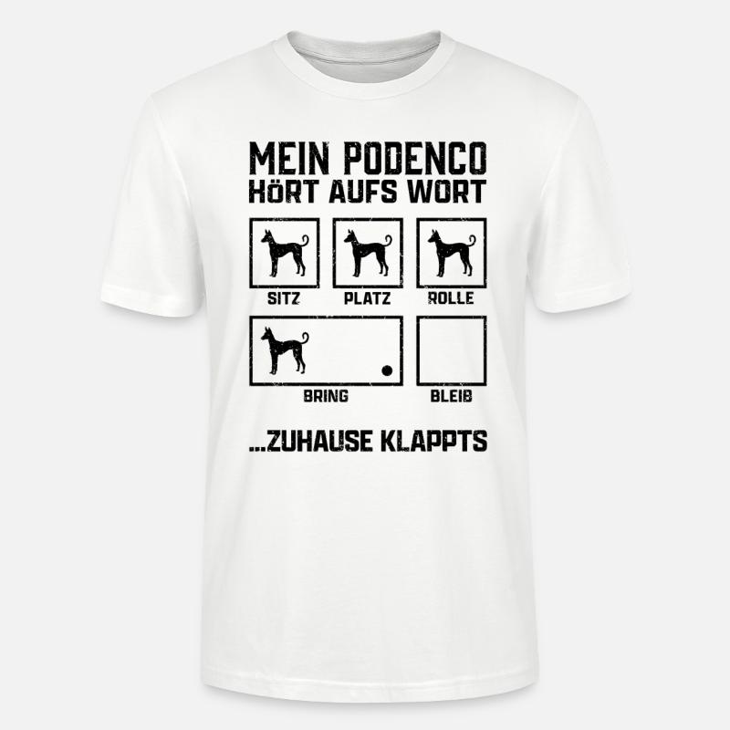 Podenco Hundetricks spanischer Jagdhund Geschenk - Stanley/Stella Unisex Bio-T-Shirt CRAFTER - Weiß