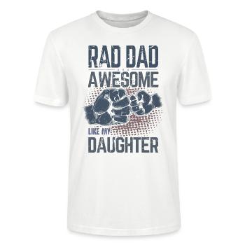 Rad Dad - Awesome like my Daughter - Fist Bump - Stanley/Stella CRAFTER Unisex Organic T-Shirt - white - Front - Alina (178cm) & Michal (187cm)