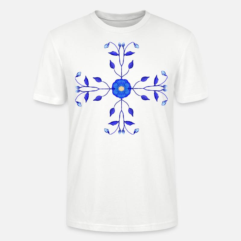 Blaue Blume Kross - Stanley/Stella Unisex Bio-T-Shirt CRAFTER - Weiß