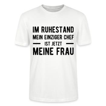 Ruhestand Lustiger Spruch Verheiratet Ehesklave - Stanley/Stella Unisex Bio-T-Shirt CRAFTER - Weiß - Vorne - Alina (178cm) & Michal (187cm)