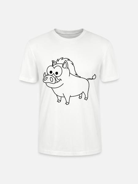 Wild Boar Comic Animal - Stanley/Stella CRAFTER Unisex Organic T-Shirt - white