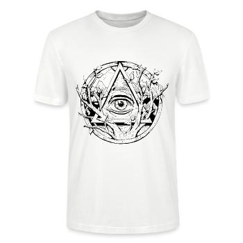 Oeil qui voit tout | Œil de providence - T-shirt bio CRAFTER Stanley Stella Unisexe - blanc - Devant - Alina (178cm) & Michal (187cm)