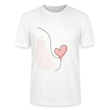 Abstract heart line drawing - Stanley/Stella CRAFTER Unisex Organic T-Shirt - white - Front - Alina (178cm) & Michal (187cm)