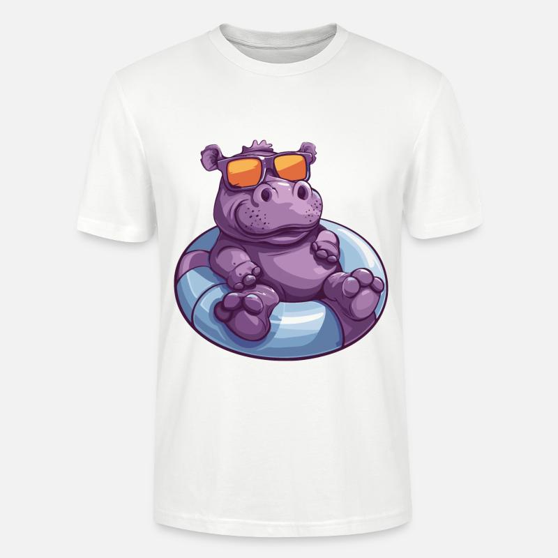 Nilpferd Sommer Comic - Stanley/Stella Unisex Bio-T-Shirt CRAFTER - Weiß