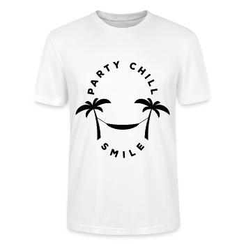 Palmen Hängematte Party, Chill, Smile, Sommer - Stanley/Stella Unisex Bio-T-Shirt CRAFTER - Weiß - Vorne - Alina (178cm) & Michal (187cm)