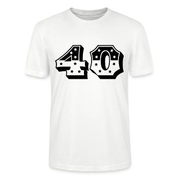 Zahl 40 - 40. Geburtstag - 40er Jahre Retro - Stanley/Stella Unisex Bio-T-Shirt CRAFTER - Weiß - Vorne - Alina (178cm) & Michal (187cm)