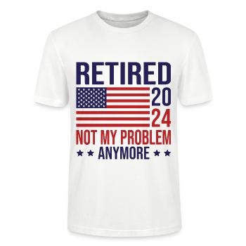 Retraité 2024 Retraite USA Drapeau américain rétro - T-shirt bio CRAFTER Stanley Stella Unisexe - blanc - Devant - Alina (178cm) & Michal (187cm)