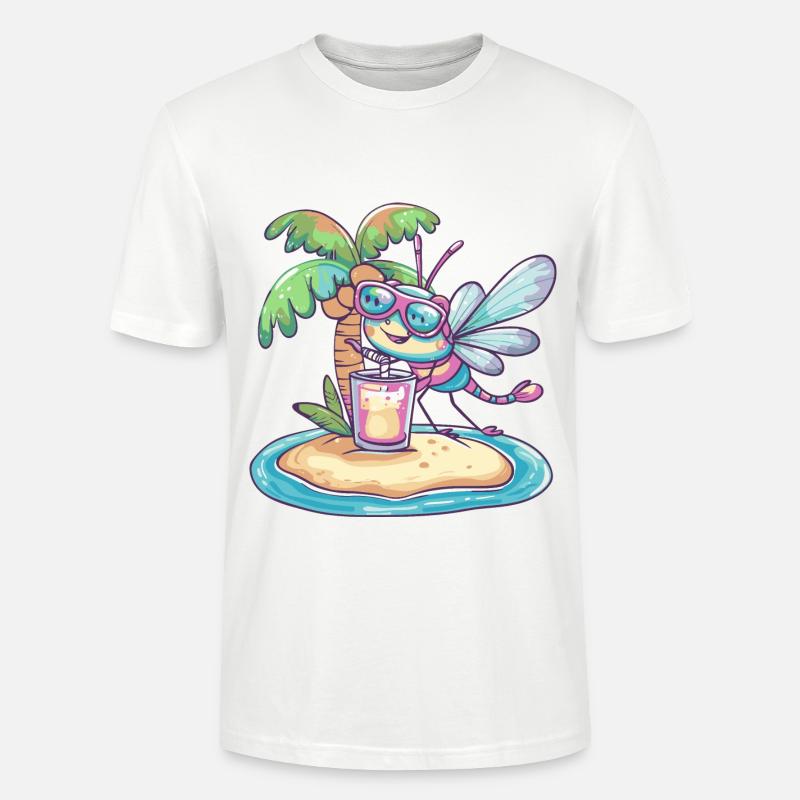 Libelle Sommer Strand Comic - Stanley/Stella Unisex Bio-T-Shirt CRAFTER - Weiß
