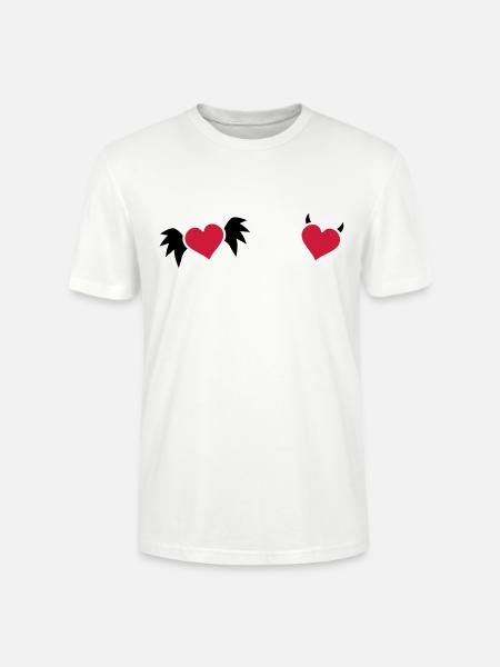 Heart angel devil - Stanley/Stella CRAFTER Unisex Organic T-Shirt - white