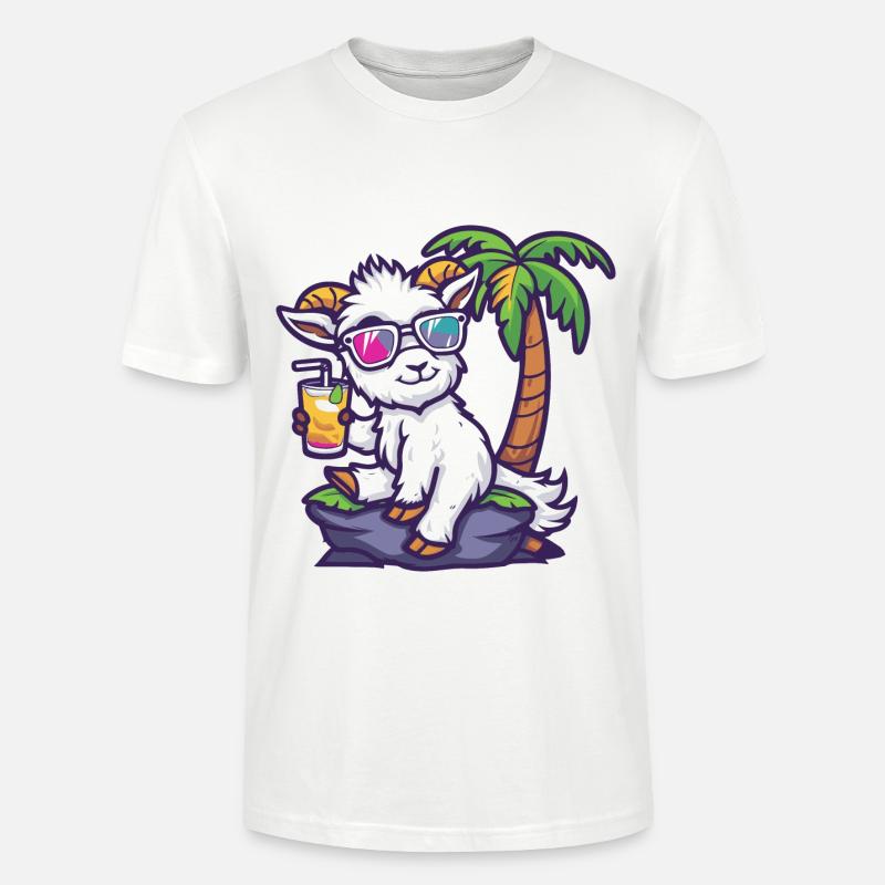 Bergziege Sommer Strand Comic - Stanley/Stella Unisex Bio-T-Shirt CRAFTER - Weiß