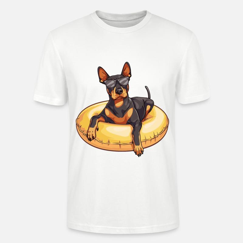 Dobermann Hund Sommer Comic - Stanley/Stella Unisex Bio-T-Shirt CRAFTER - Weiß