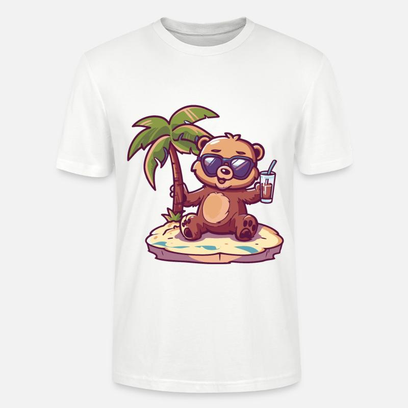 Bär Sommer Strand Comic - Stanley/Stella Unisex Bio-T-Shirt CRAFTER - Weiß