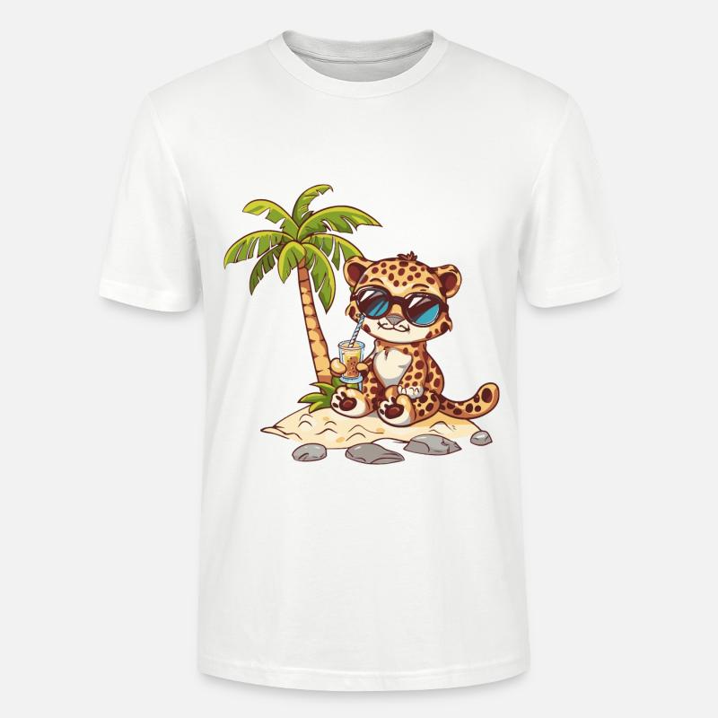 Leopard Sommer Strand Comic - Stanley/Stella Unisex Bio-T-Shirt CRAFTER - Weiß
