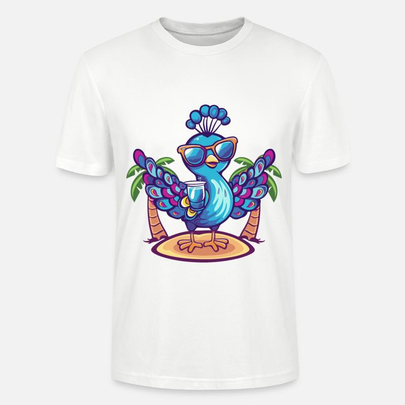 Pfau Vogel Sommer Strand Comic - Stanley/Stella Unisex Bio-T-Shirt CRAFTER - Weiß