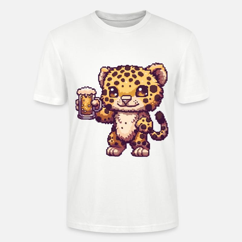 Leopard Bier Pixel - Stanley/Stella Unisex Bio-T-Shirt CRAFTER - Weiß