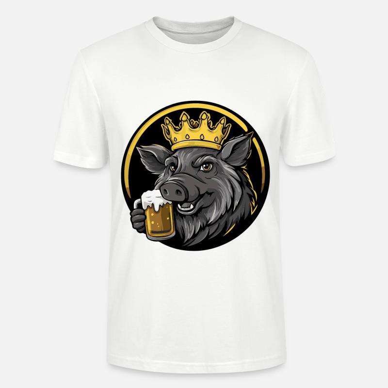 Schwein Bier Comic Wildschwein - Stanley/Stella Unisex Bio-T-Shirt CRAFTER - Weiß