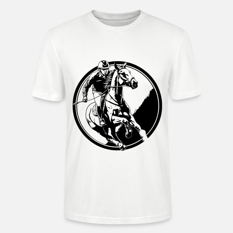Reiten Pferd Mann Silhouette - Stanley/Stella Unisex Bio-T-Shirt CRAFTER - Weiß