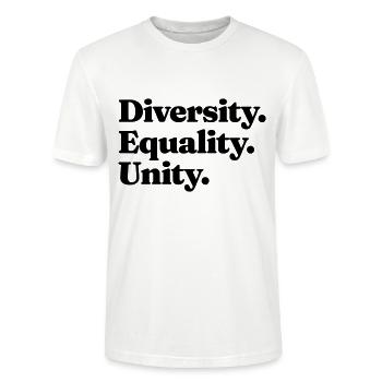 Diversity. Equality. Unity. - Stanley/Stella CRAFTER Unisex Organic T-Shirt - white - Front - Alina (178cm) & Michal (187cm)