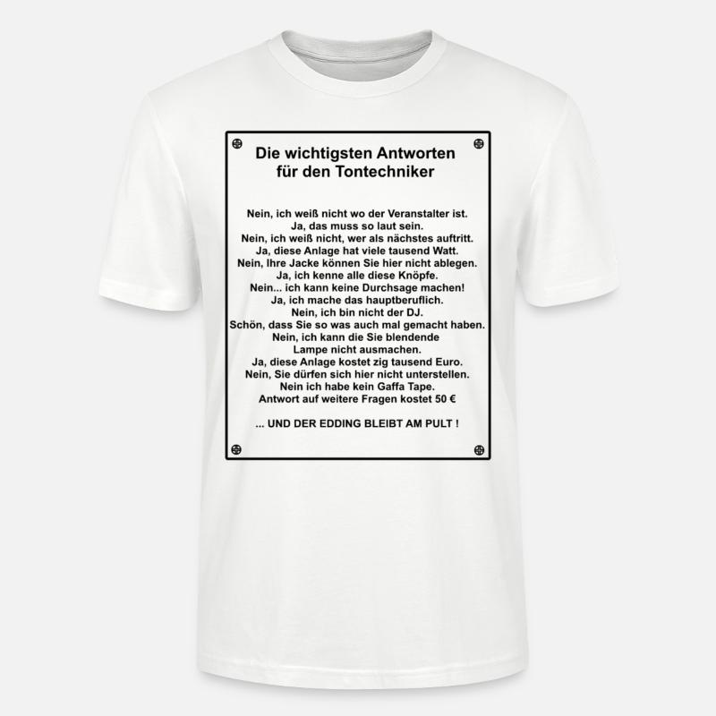 Tontechniker - Stanley/Stella Unisex Bio-T-Shirt CRAFTER - Weiß