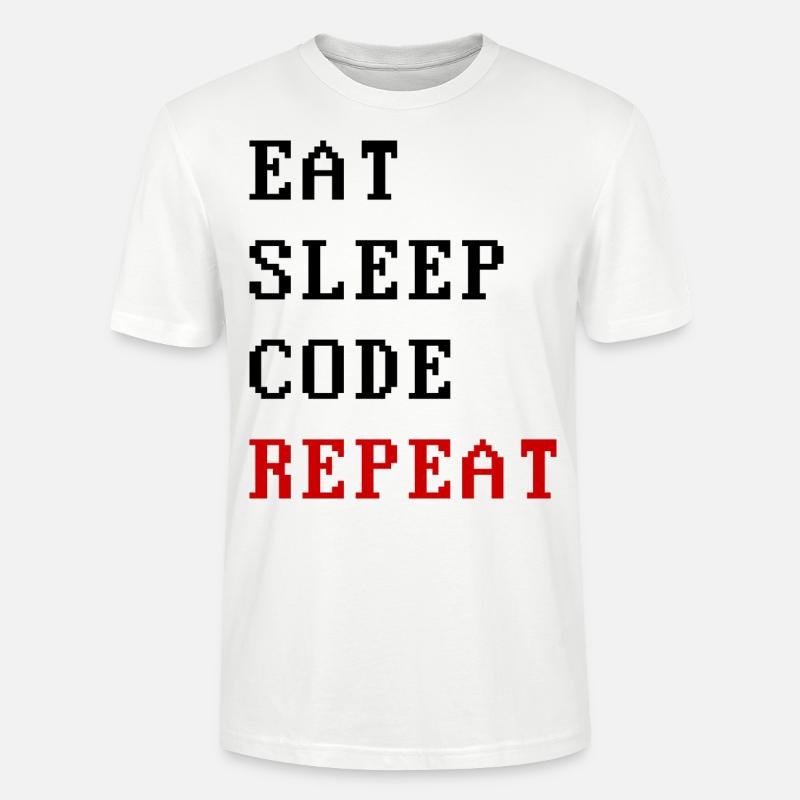 eat sleep code repeat - T-shirt bio CRAFTER Stanley Stella Unisexe - blanc