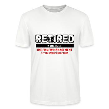 Junggesellenabschied Männer T-Shirts - Womanizer - Stanley/Stella Unisex Bio-T-Shirt CRAFTER - Weiß - Vorne - Alina (178cm) & Michal (187cm)