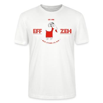 Geißbock Hennes vom Eff Zeh Mer Stonn Zo Dir - Stanley/Stella Unisex Bio-T-Shirt CRAFTER - Weiß - Vorne - Alina (178cm) & Michal (187cm)
