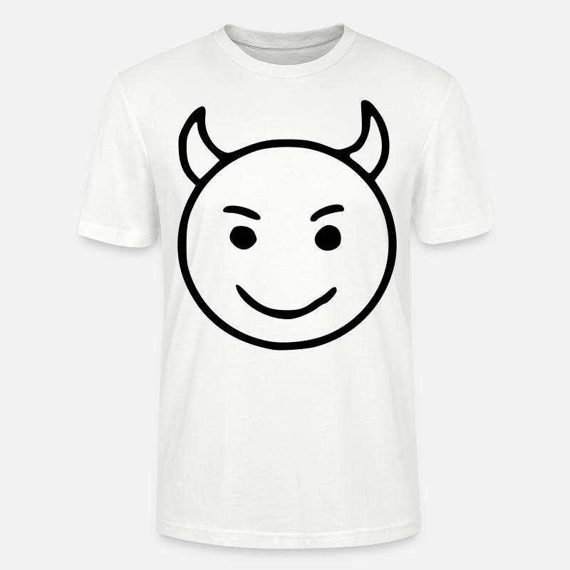 Emoji Devil Sketch Black - Stanley/Stella CRAFTER Unisex Organic T-Shirt - white