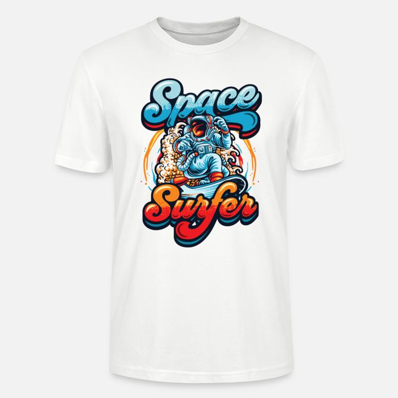 Astronaute surfeur spatial - T-shirt bio CRAFTER Stanley Stella Unisexe - blanc