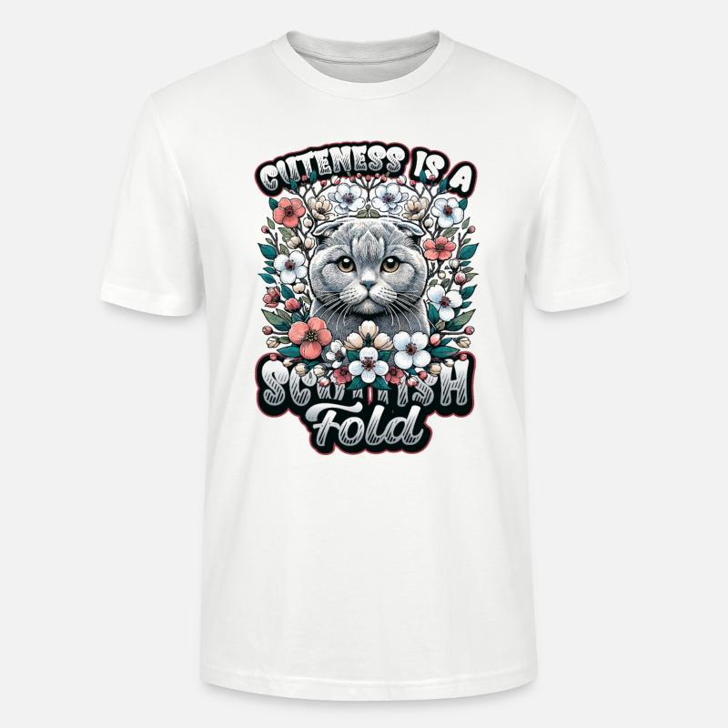 Süßes Scottish Fold Katzen Motiv - Stanley/Stella Unisex Bio-T-Shirt CRAFTER - Weiß
