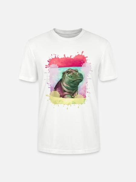 Nilpferd, bunt,Malerei,Baby,Malerei - Stanley/Stella Unisex Bio-T-Shirt CRAFTER - Weiß