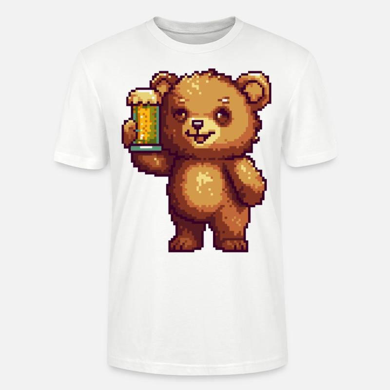 Bär Bier Pixel - Stanley/Stella Unisex Bio-T-Shirt CRAFTER - Weiß