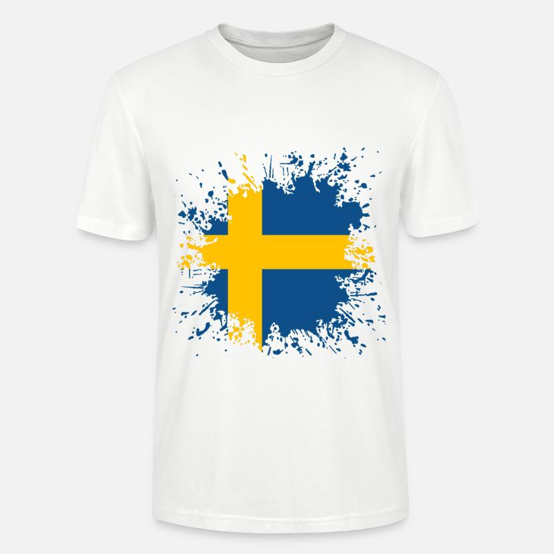 Schweden Flagge Farbspritzer - Stanley/Stella Unisex Bio-T-Shirt CRAFTER - Weiß