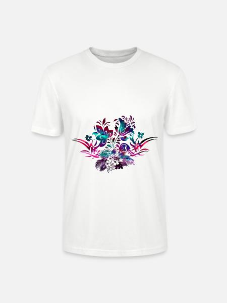Hibiskus Blüten Tribal - Stanley/Stella Unisex Bio-T-Shirt CRAFTER - Weiß