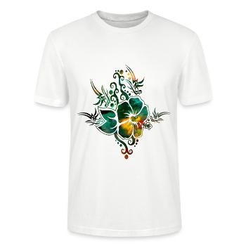Hawaii Hibiskus Tribal - Stanley/Stella Unisex Bio-T-Shirt CRAFTER - Weiß - Vorne - Alina (178cm) & Michal (187cm)